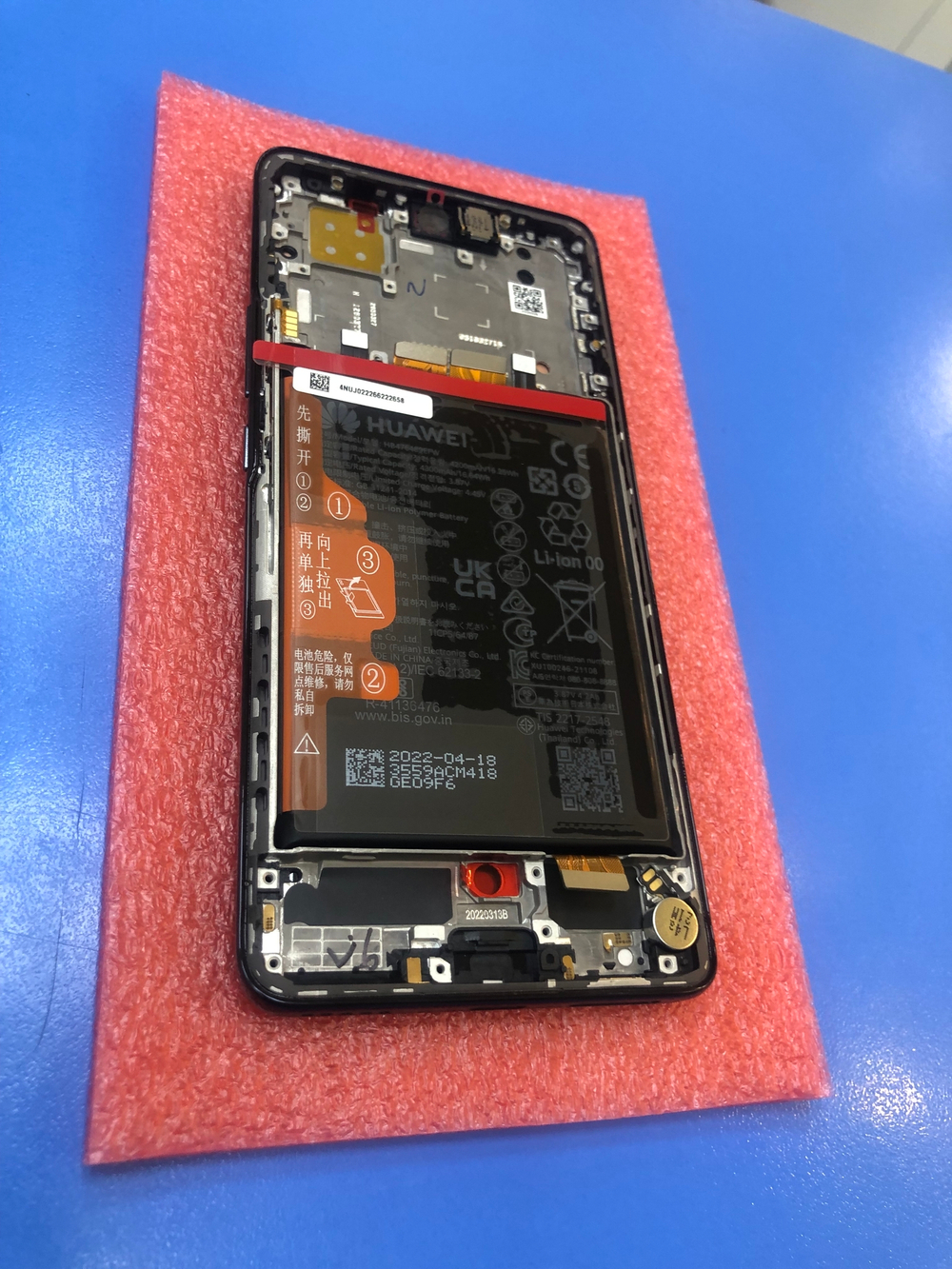 Дисплей в сборе с тачскрином, рамкой и новой АКБ, Черный, для Huawei Nova 9 Оригинал.