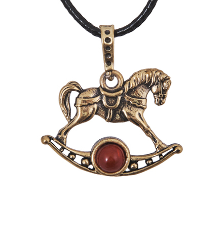 AM-4224 Подвеска «Лошадка Качалка» (латунь, янтарь)