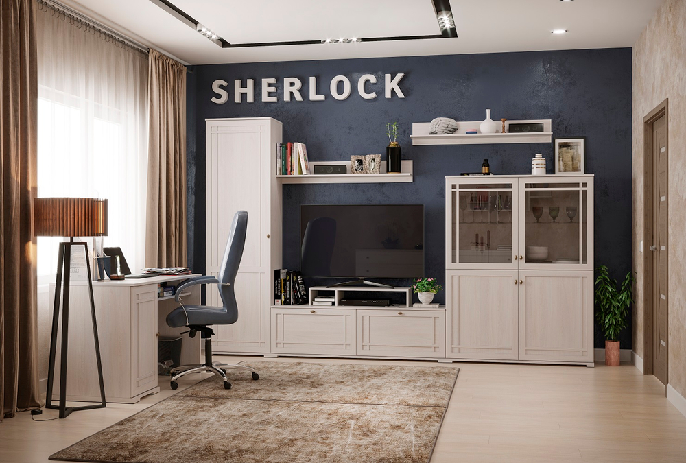 Шкаф для одежды и белья Sherlock 71 левый, ясень светлый