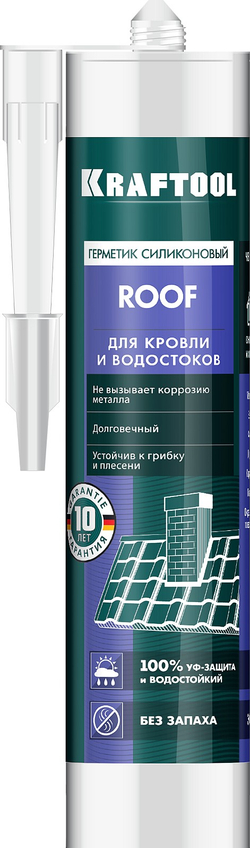 Кровельный силиконовый герметик KRAFTOOL ROOF, 300 мл, черный (41258-4)