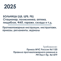Комплект документов по пожарной безопасности в электронном виде 2025 для больницы - Стационар, поликлиника, аптека, пищеблок, ФАП, гаражи, склады и т.д.