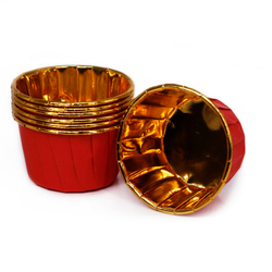 Формы бумажные с ламинацией «Маффин» 50х40 мм (Золото + красный) 50 шт