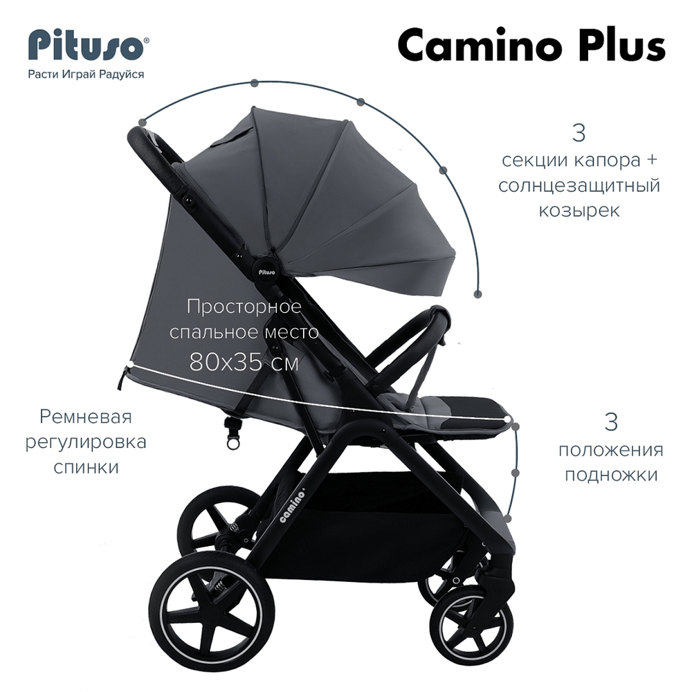 Pituso Коляска прогулочная CAMINO+ Graphite