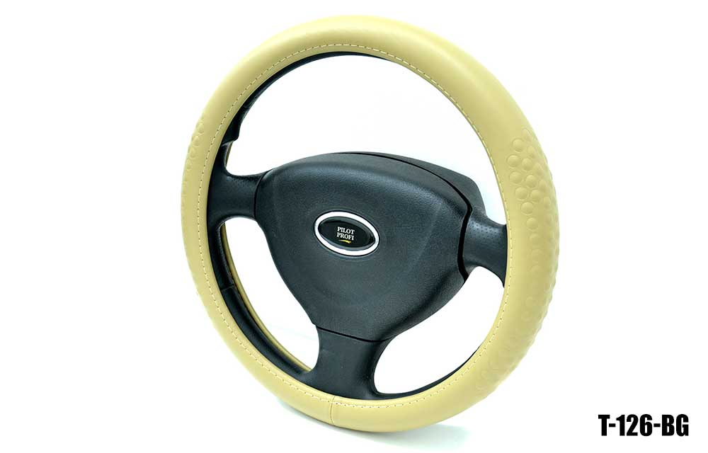 Оплетка на руль круглая Coolpart MAXIMAL (37*38) нат.кожа бежевый T-126-BG