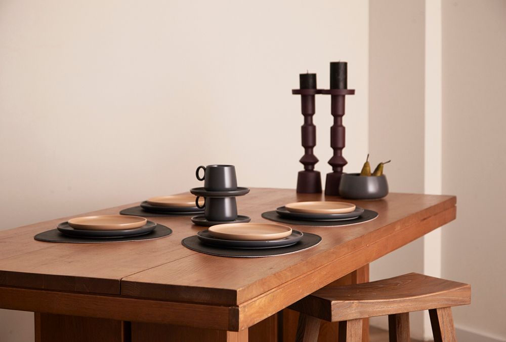 Набор из 4-х двухсторонних сервировочных салфеток Drop, 33х41 см, черный/светло-серый