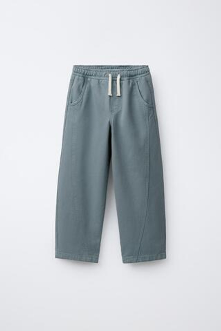 ZARA БРЮКИ BALLOON С ДЕКОРАТИВНЫМИ ШВАМИ, СИНИЙ