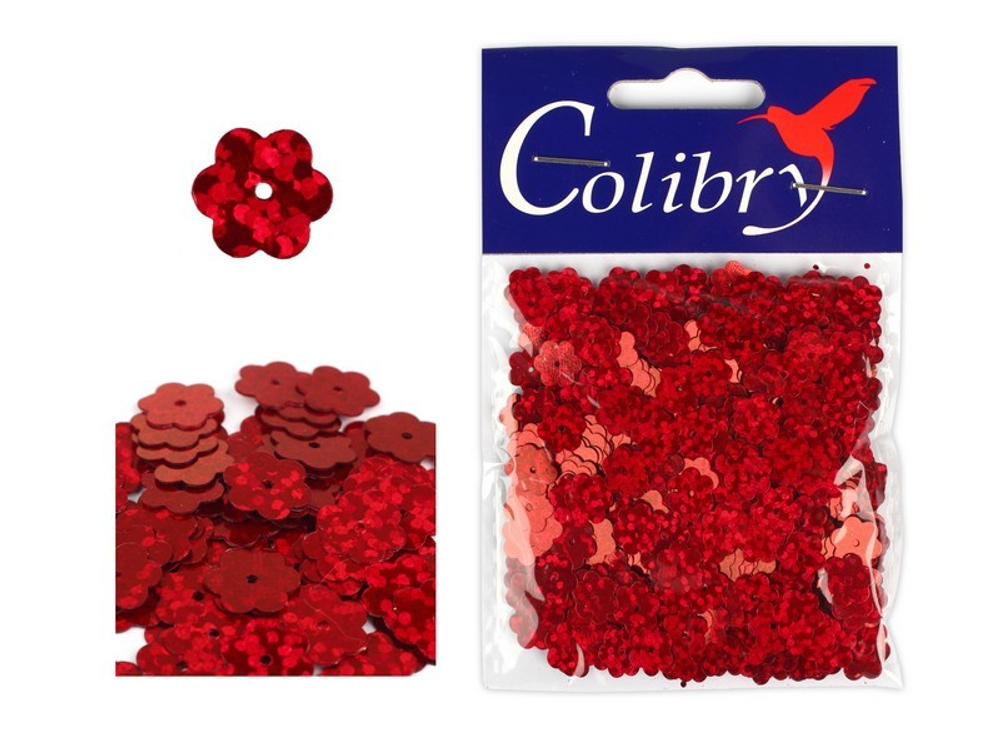 Пайетки фигурные голографические-(цветы)-10гр-8мм-Colibry