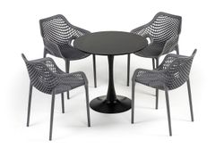 "Беллини" обеденная группа на 4 персоны, цвет темно-серый