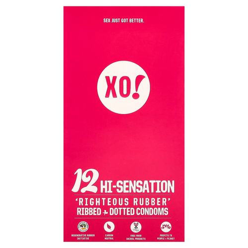 Here We Flo, XO! Rightous резиновый ребристый и точечный презерватив, без запаха, 12 шт.
