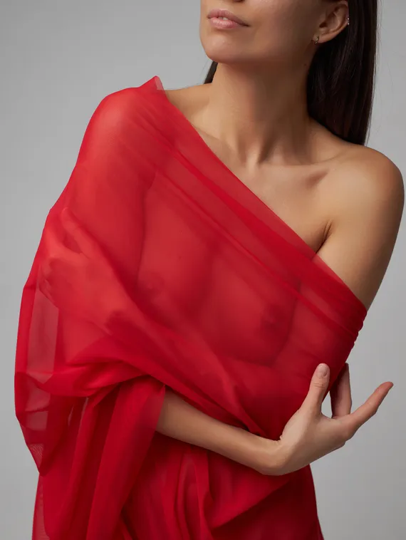 Сетка эластичная Lauma оптом с эффектом голого тела, красный 100