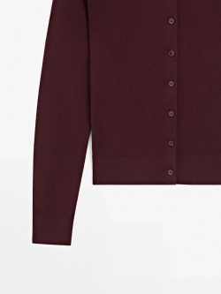 Massimo Dutti Кардиган из 100% шерсти, бордо