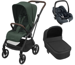 Детская коляска Maxi-Cosi Leona2 Oria 3 в 1 с автокреслом CabrioFix Essential graphite 1204403110 Twillic Green/1507672111 Essential Black