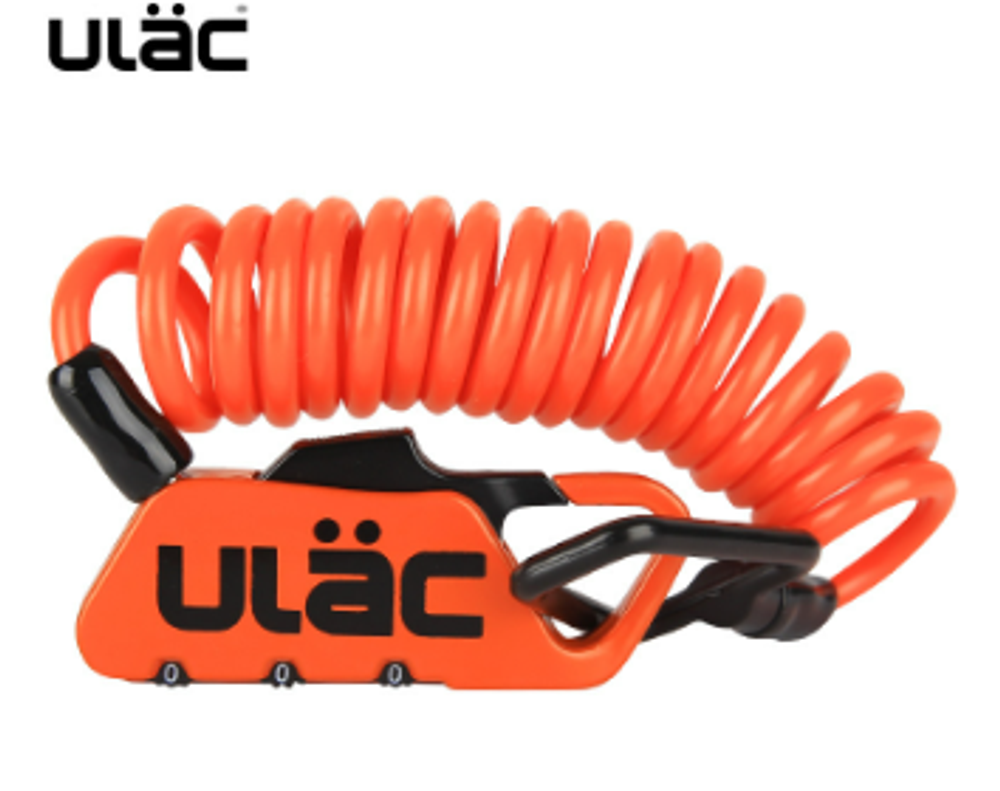 Замок велосипедный ULAC K-2S, 4*1200 мм. Материал: сплав цинка (оранжевый)