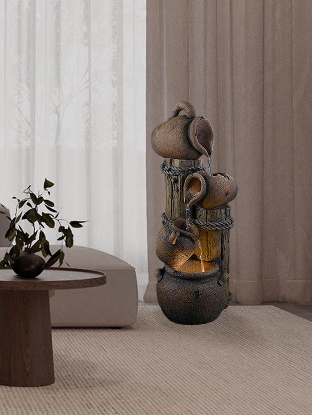 Waterfall Фонтан декоративный Каскад Горшки с подсветкой