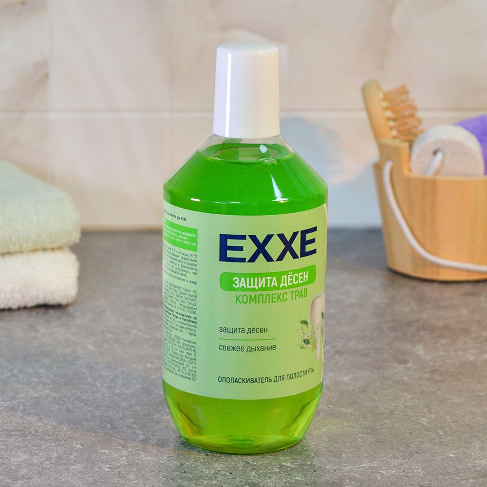 Ополаскиватель полости рта "Защита десен" 600мл зеленый, EXXE