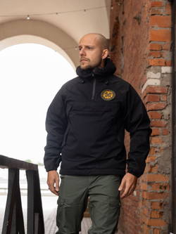 Black insulated windbreaker-anorak