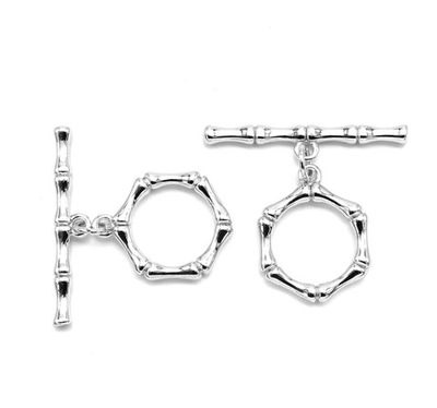 9184-р Тогл "Круг бамбук" 15мм, родий