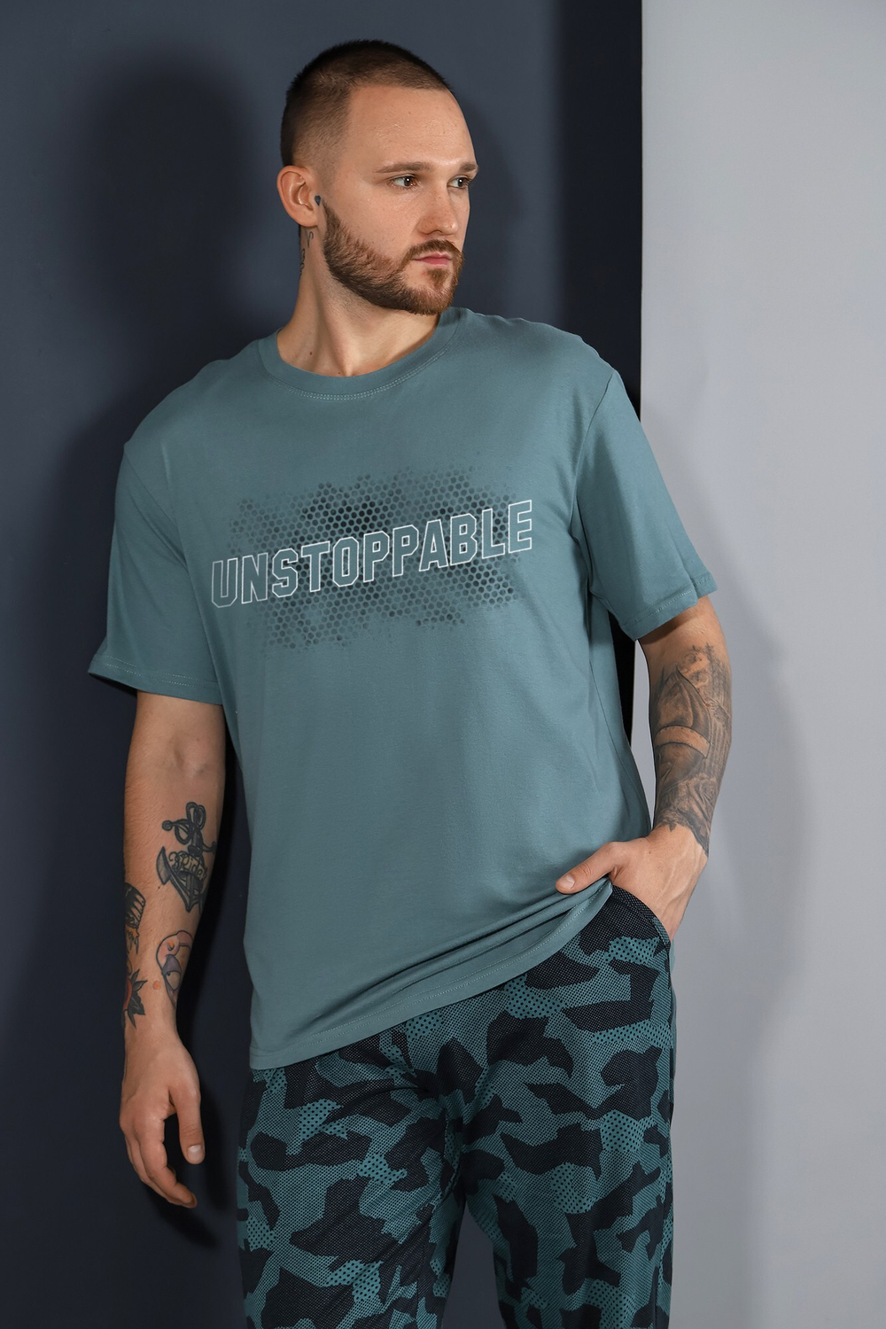 [m]Пижама мужская штаны+футболка к/р КП-102