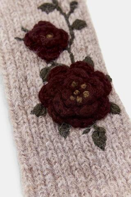 ZARA МИТЕНКИ С ЦВЕТОЧНОЙ ВЫШИВКОЙ, ПЕСОЧНЫЙ