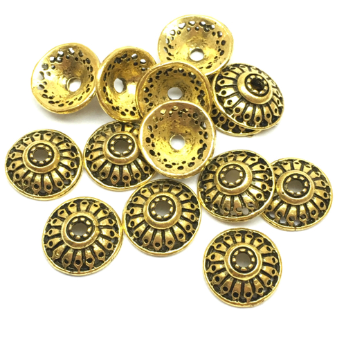 Шапочки "Солнце" 14х5 мм (10 шт), под золото