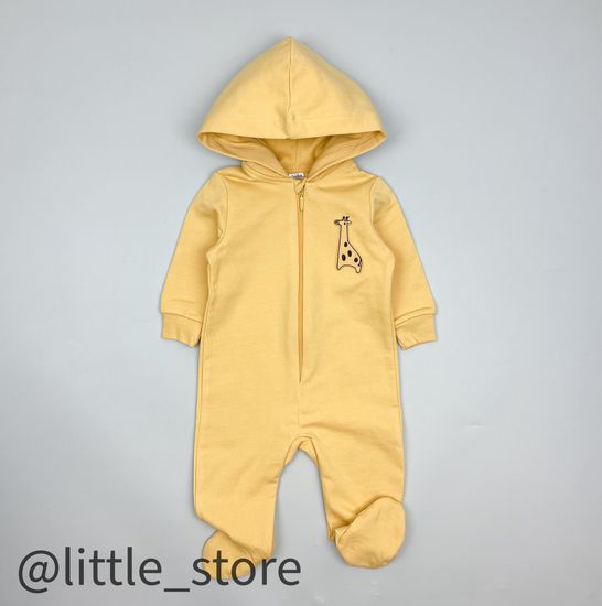 Комбинезон "Веселые жирафы" из футера с начесом, Пшеничный