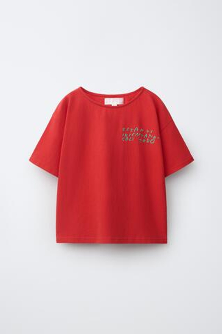 ZARA ФУТБОЛКА С ВЫШИТОЙ НАДПИСЬЮ CLARA CEBRIAN ©, КРАСНЫЙ