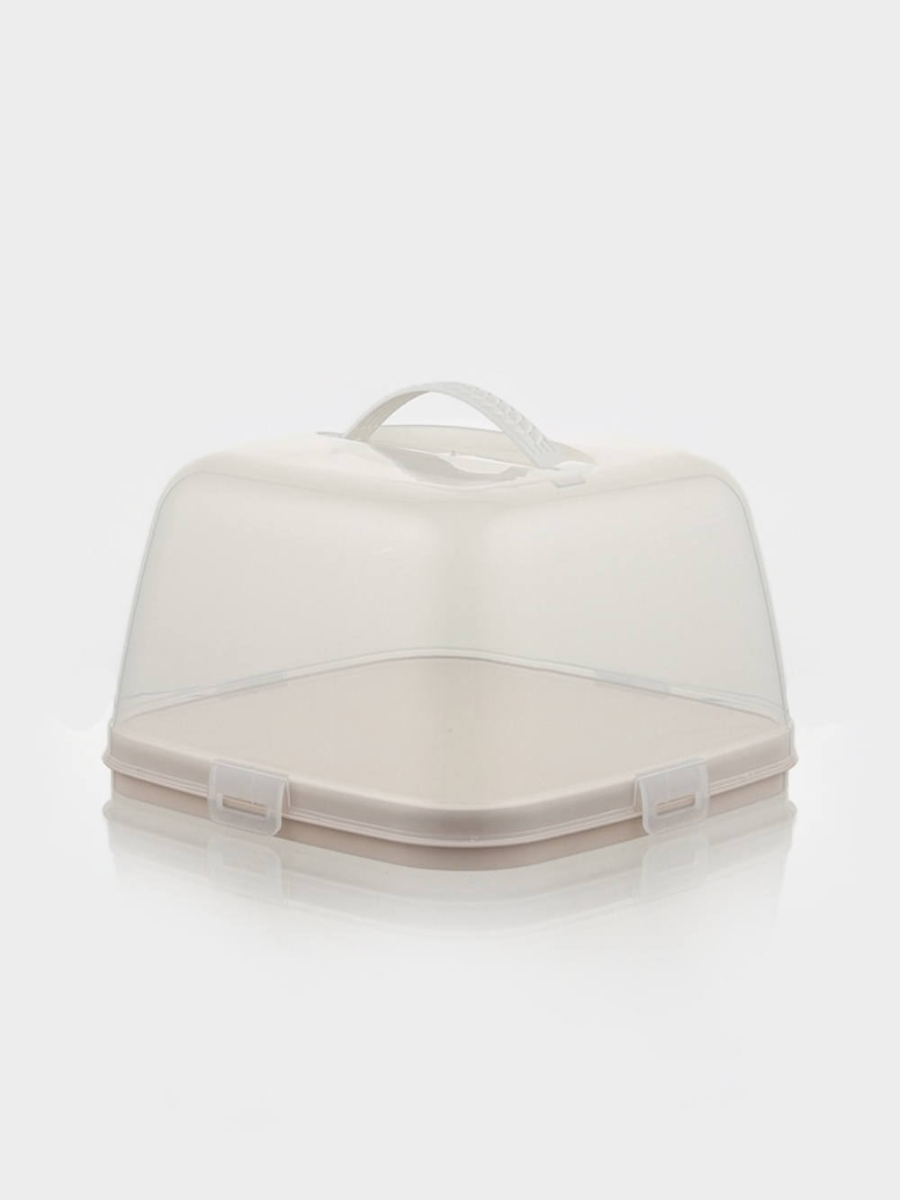 Тортовница с крышкой Альтернатива, 28.5×28.5×17.5 см, пластик, бежевая