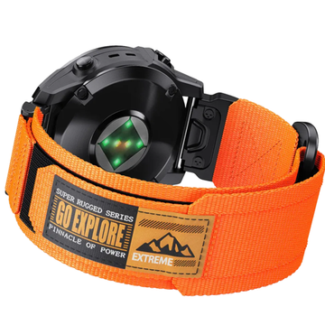 Нейлоновый ремешок 26 мм для Garmin (циферблат 51мм) QuickFit на липучке (Оранжевый)