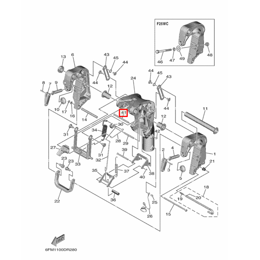 Штифт упорный подвески Yamaha 20-50, F25 (6J8-43611-01-00) (Yamaha)