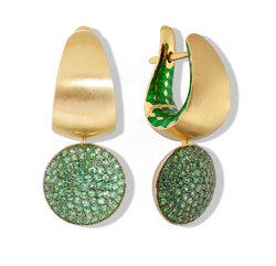 Серьги с Цаворитами, Эмаль, E0178-70/4