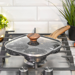 Сковорода 18,5см для завтраков со стеклянной крышкой "Nordic Stone" тм Appetite