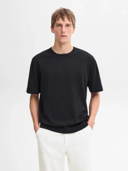 Massimo Dutti Футболка из 100% хлопка, черный