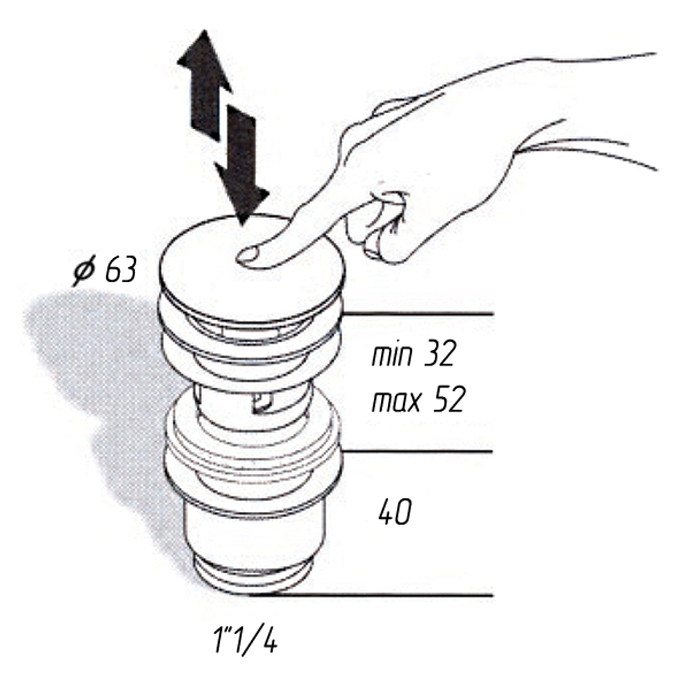 Донный клапан Migliore 17960 под перелив "click-clack" золото схема