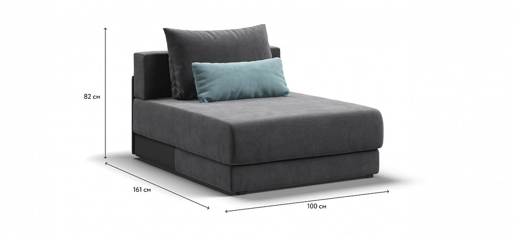 Ричмонд Модуль оттоманка Велюр Монолит серый