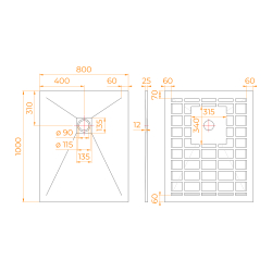 Душевой поддон прямоугольный STONE TRAY-W (800x1000)