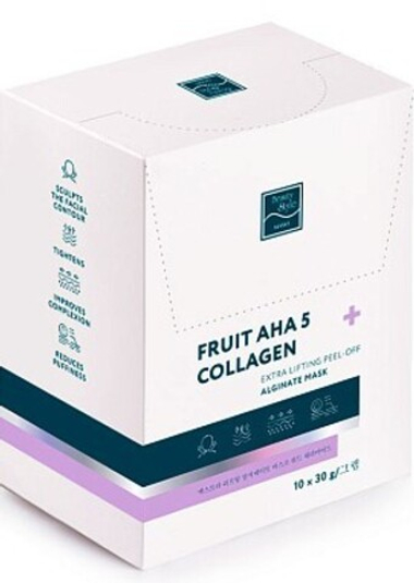 Альгинатная лифтинг-маска "Fruit AHA 5 + Collagen" (фрут плюс коллаген) 30 гр*10 шт Beauty Stylе