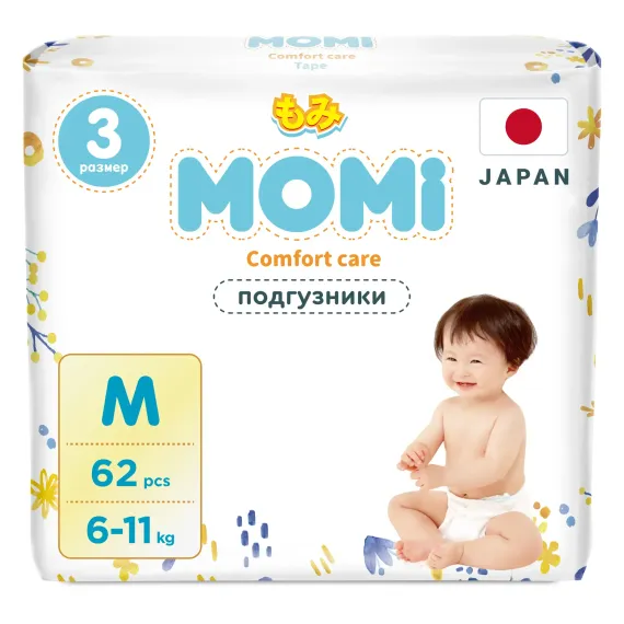 Подгузники Momi Comfort Care M (6-11 кг) 62 шт.