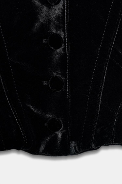 ZARA УКОРОЧЕННЫЙ БАРХАТНЫЙ БЛЕЙЗЕР — ZW COLLECTION LIMITED EDITION, ЧЕРНЫЙ