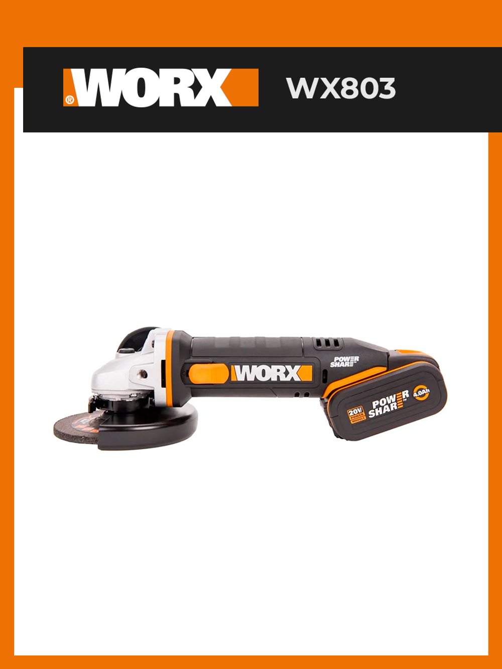 Угловая шлифмашина аккумуляторная WORX WX803