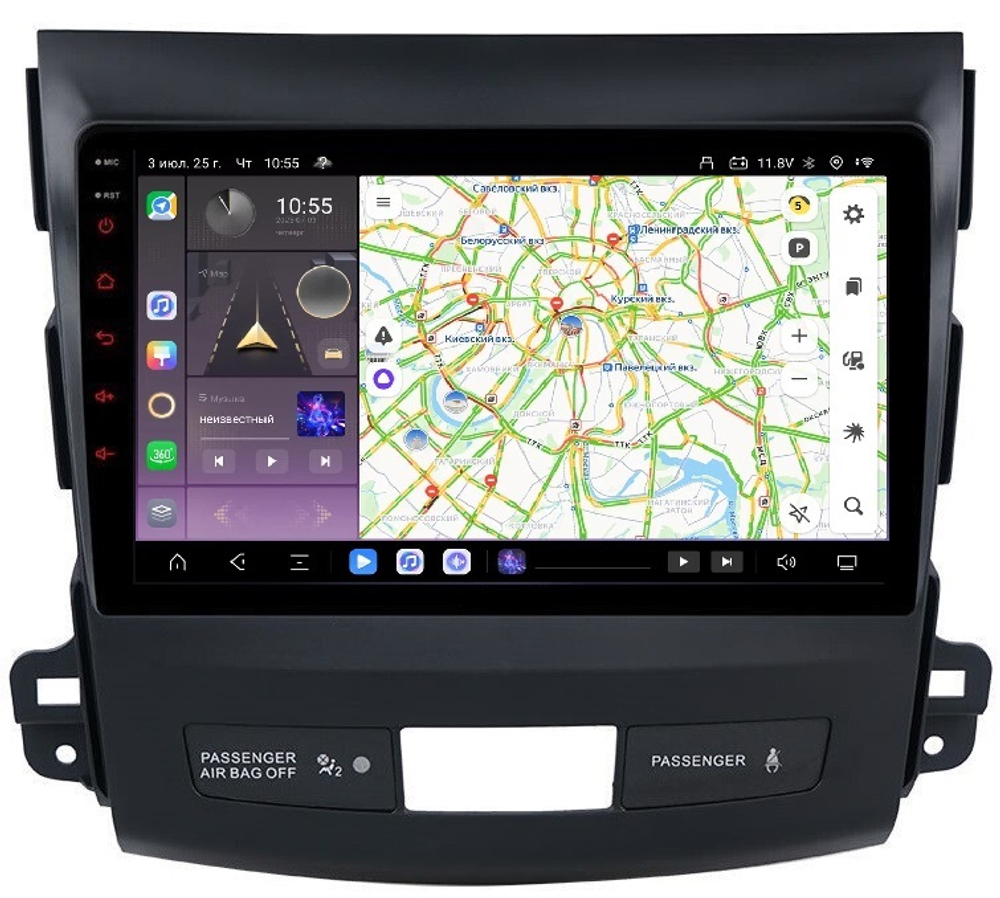 Магнитола для Mitsubishi Outlander XL, Peugeot 4007, Citroen C-Crosser - Carmedia OL-9636 QLed, Android 13, TS20, CarPlay, SIM-слот