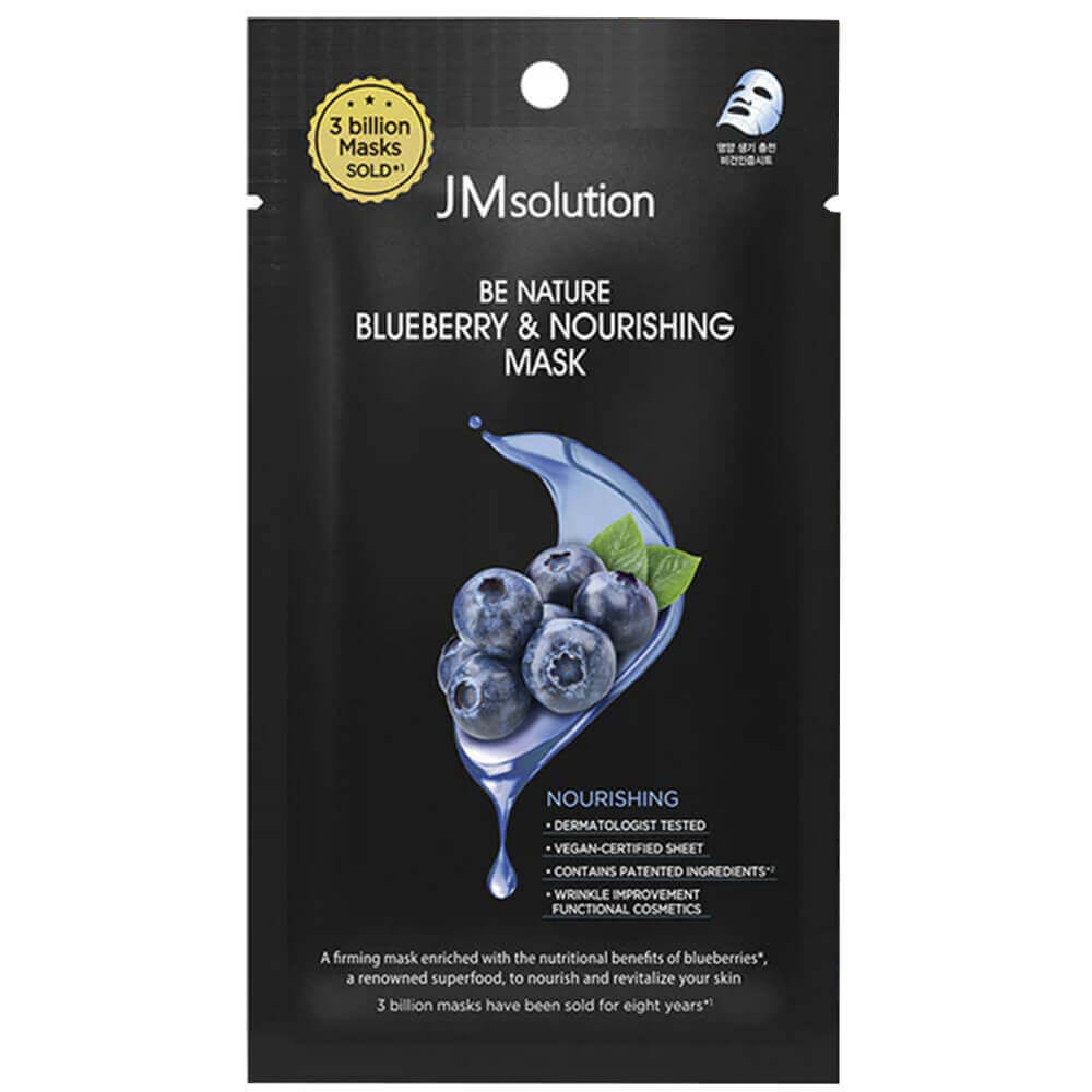 JMSolution Mask Be Nature Blueberry & Nourishing Маска для лица тканевая питательная с экстрактом голубики, 24 мл