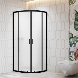 Душевой уголок стекло, полукруглый с раздвижными дверями на роликах - RGW CL-56B (Cora, 900x900)