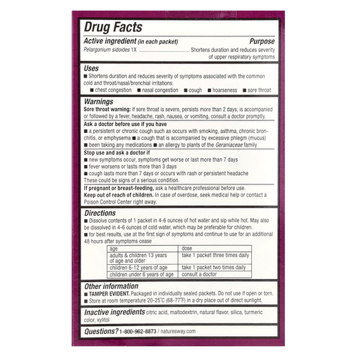 Nature's Way, Umcka®, Cold Relief, успокаивающая смесь для горячих напитков, для детей от 6 лет, лимон, 10 пакетиков по 5 г (0,17 унции)