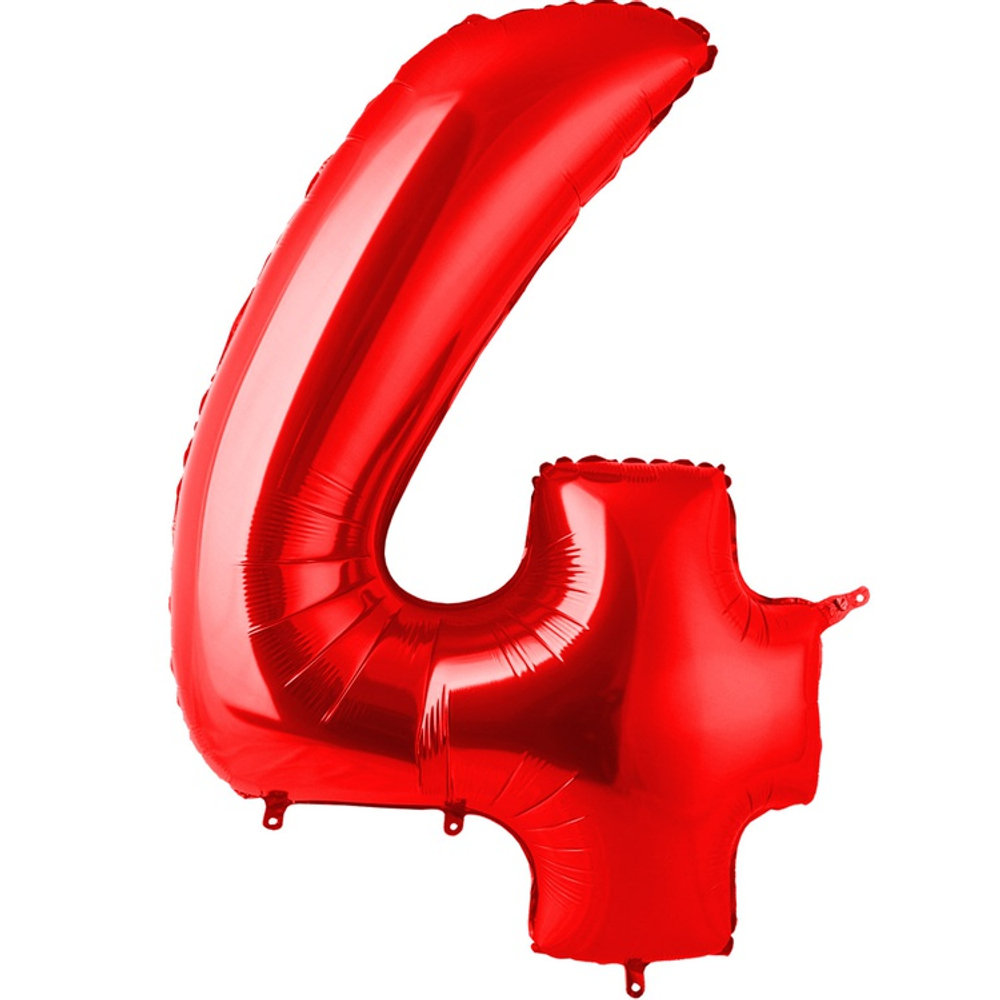 Шар фольгированный Цифра 4 101 см (Красный)