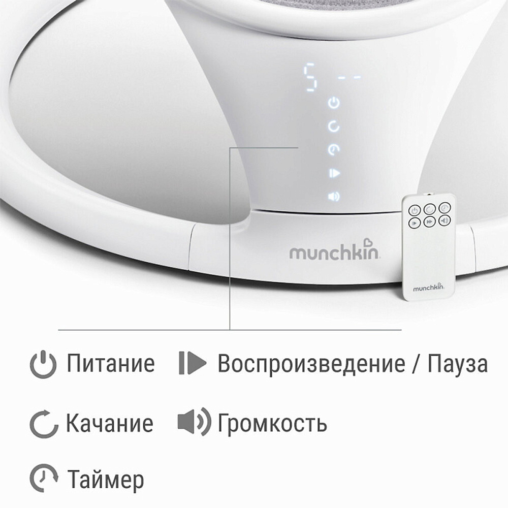 Шезлонг для новорожденных Munchkin Swing с поддержкой Bluetooth