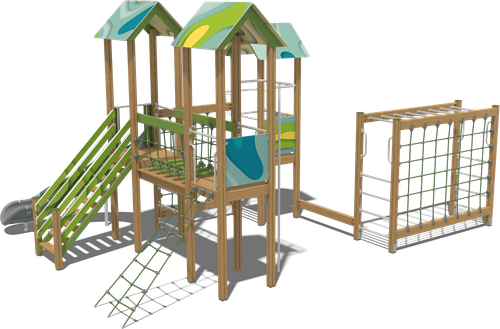 Детский городок Владимир (стойки дуб, паттерн Papercut)