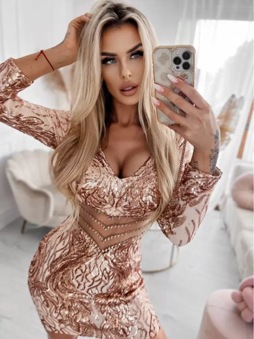 кремово-золотистое мини платье