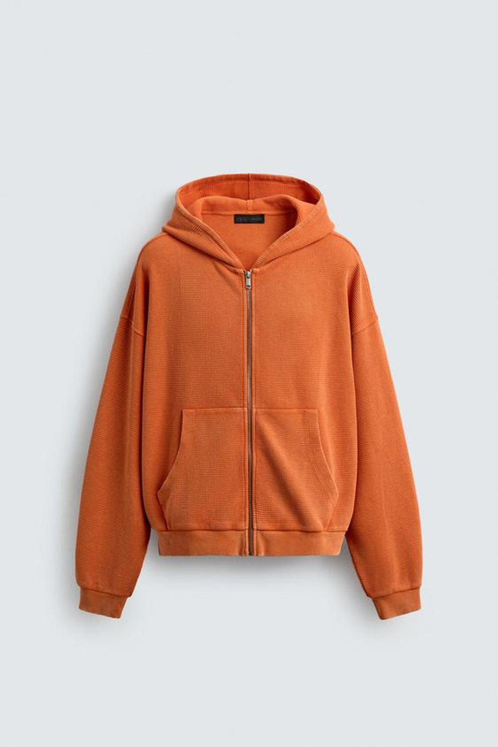 ZARA ХУДИ ИЗ ВАФЕЛЬНОЙ ТКАНИ С ЭФФЕКТОМ ПОТЕРТОСТИ, ОРАНЖЕВЫЙ МЕЛАНЖ