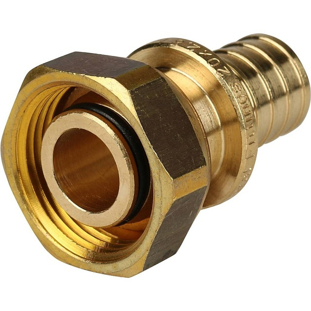 STOUT Переходник с накидной гайкой 20x3/4"(евроконус) аксиальный для труб из сшитого полиэтилена