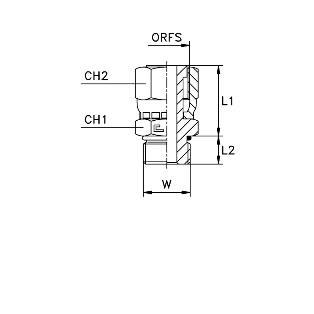 Соединение FA D12 ORFS 1.3/16 - UNF 11/16 (обжатая гайка)
